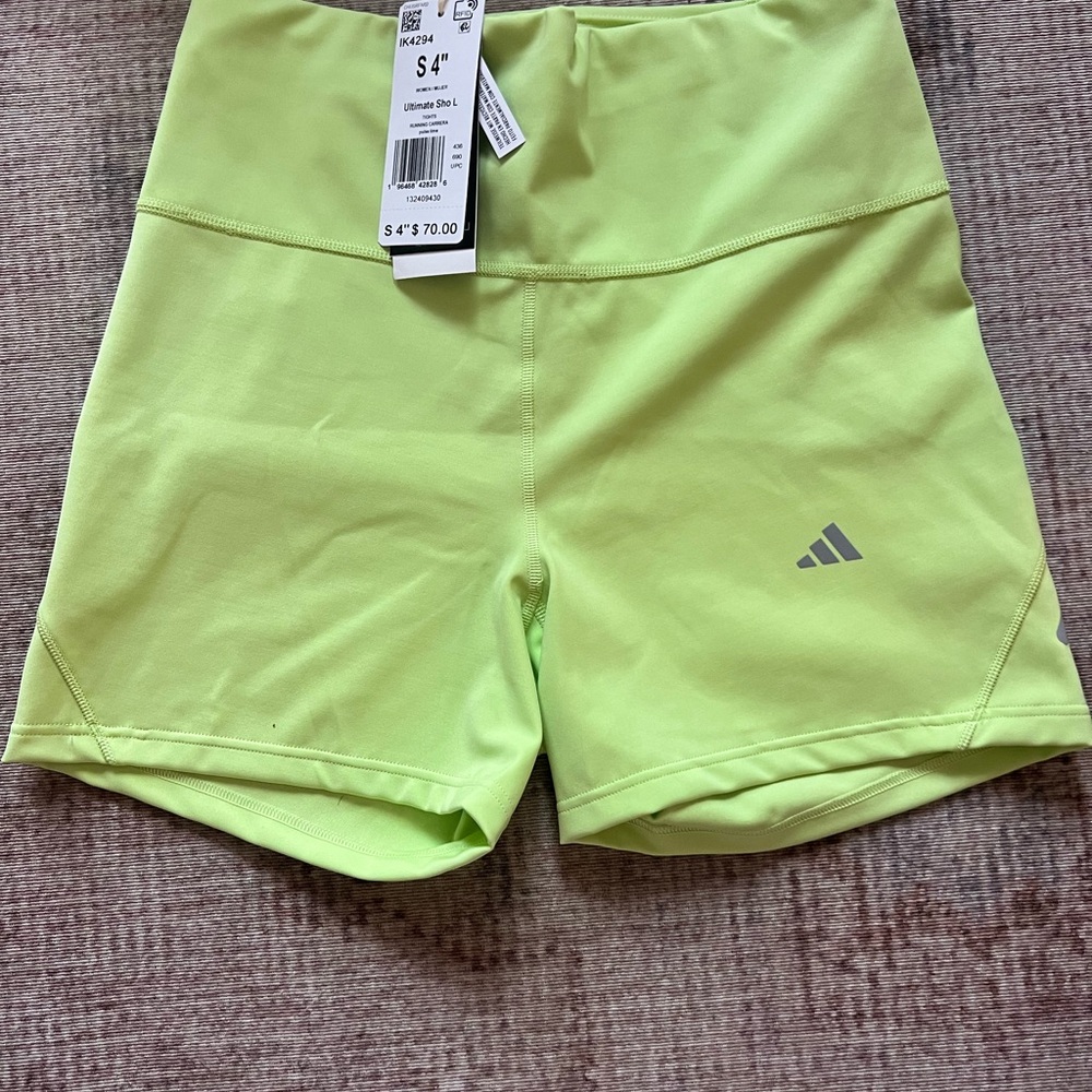 Adidas Green Athletic Shorts with Stretchy Fabric